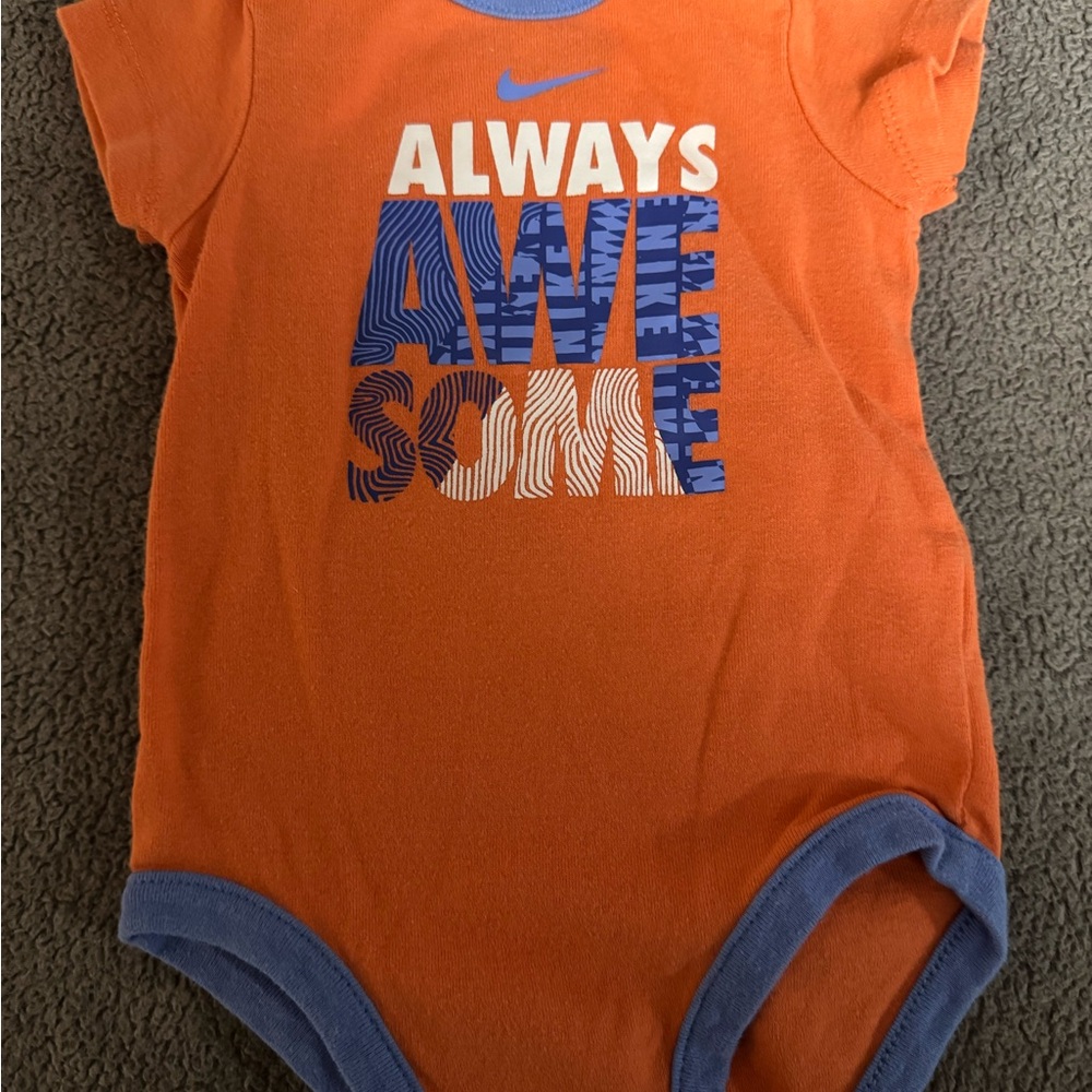 Nike Orange and Blue Onesie Always Awesome